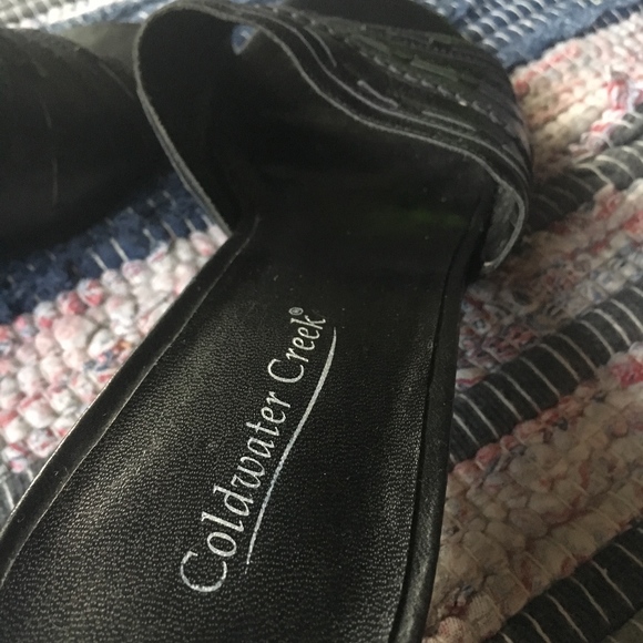 NWOT Coldwater Creek Black Leather Peep Toe Heels - Picture 5 of 5